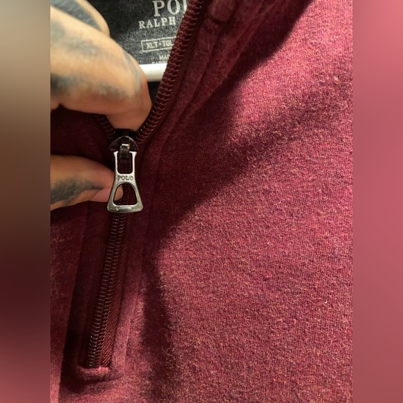 Polo by Ralph Lauren Men's Maroon& heather gray Zip-Up Sweater Sz.XLT - Picture 11 of 16